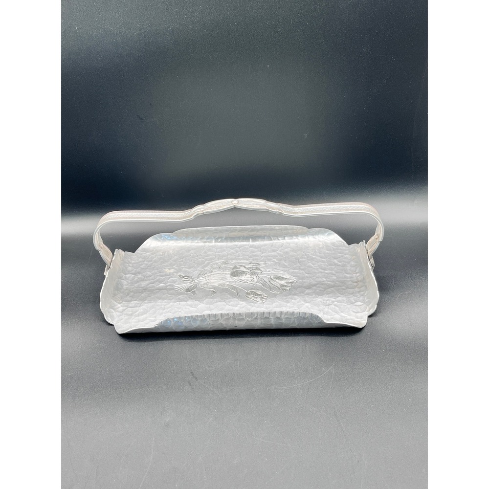 Vtg 1950s‎ Rodney Kent Hand Wrought Hammered Aluminum Tulip Tray Handle 420